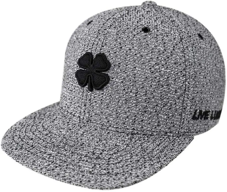 Golf Direct Now Lucky Flat Bill Black Clover Snapback Hat 3 Golf Direct Now Lucky Flat Bill Black Clover Snapback Hat